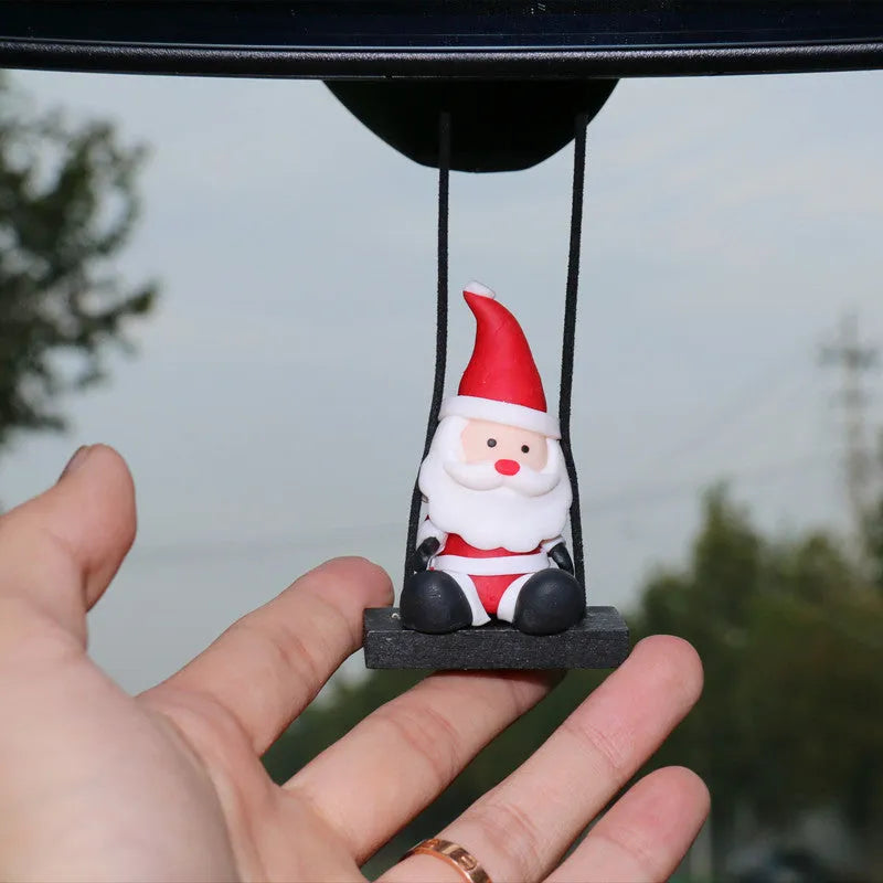 Christmas car rearview mirror pendant resin Santa Claus cartoon style hanging ornament 4.5x3x5cm