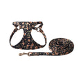 Floral dog harness and leash set in cloth material with single chest back design
