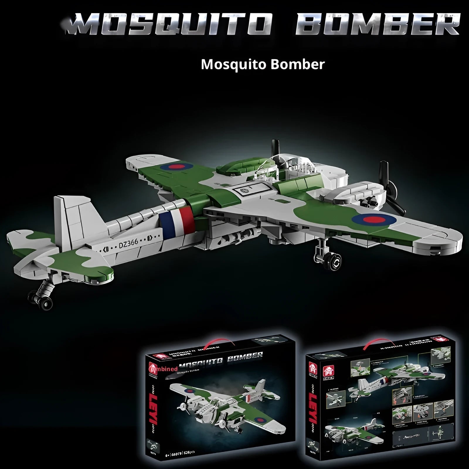 Building blocks Mosquito Bomber aircraft model 526 pieces blue for teenagers