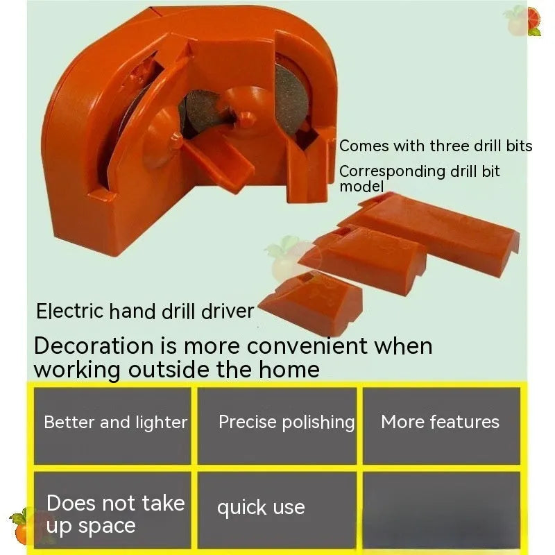 Portable grinding drill tool with orange and black sander sets and replacement grinding wheels
