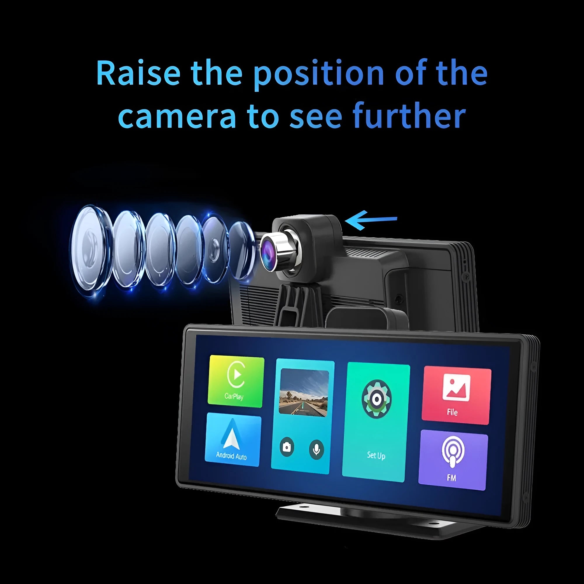 10.26-inch touch screen car DVR with dual camera recording system