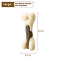 Bone-shaped dog chew toy with cowhide and nylon construction for dental cleaning