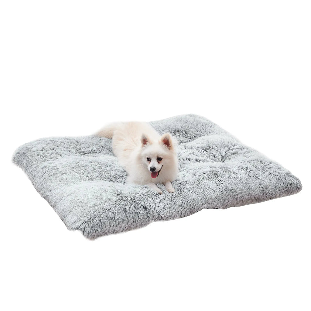 Washable long plush dog bed mat in four sizes for sofa, kennel, and floor use