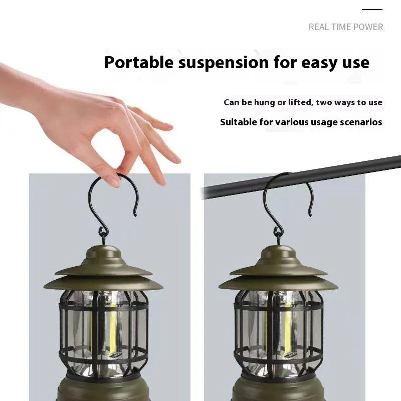 Portable camping lantern headlamp in dark green, black, or red colours with super bright illumination for hands-free use