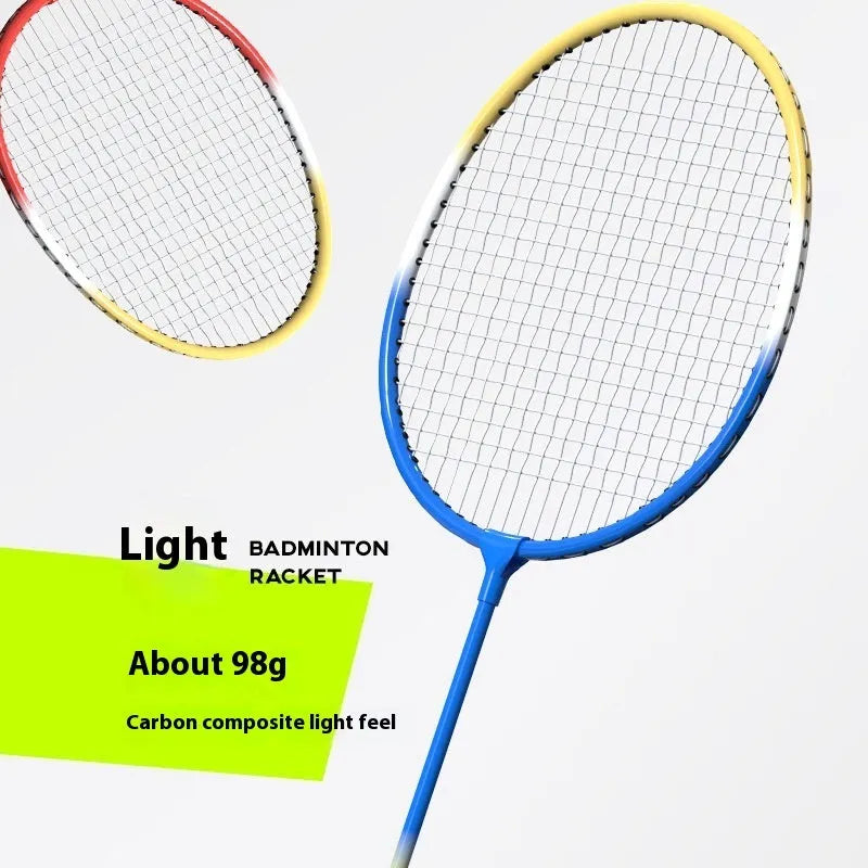 Alloy ultra-light badminton racket in blue and red colours with split design