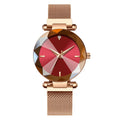 Mesh belt quartz women's watch with round 33.5mm alloy dial in pink colour