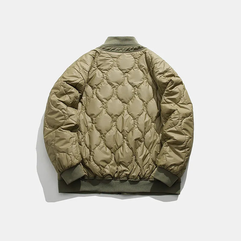 Men's winter jacket with baseball collar and gourd pattern, loose fit, black or green, sizes M to 4XL