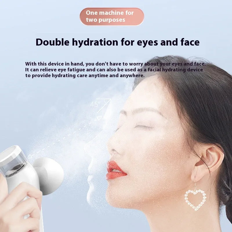 White portable rechargeable eye compress and atomisation device with eye mask