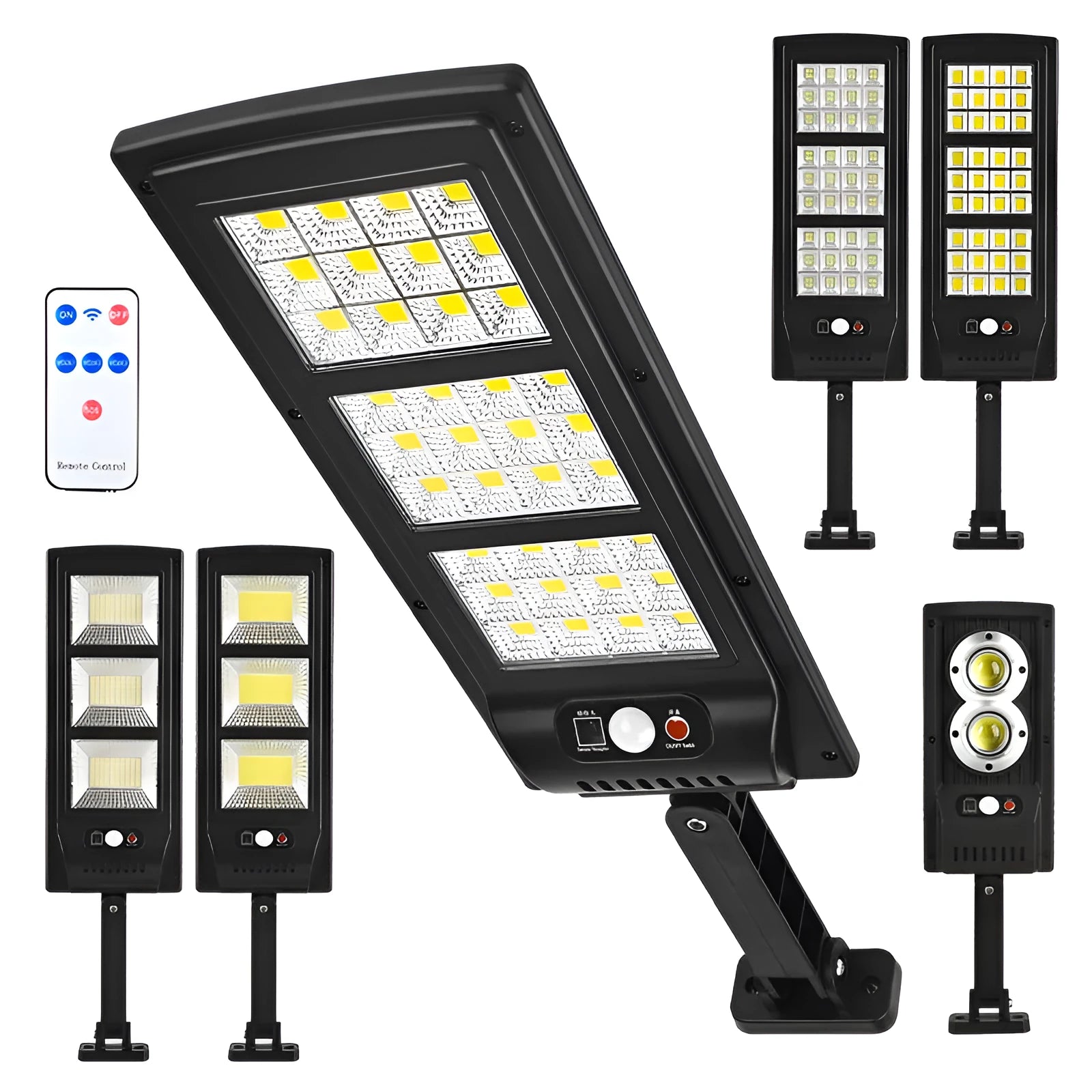 Solar-powered plastic wall light with remote control for garden and outdoor illumination
