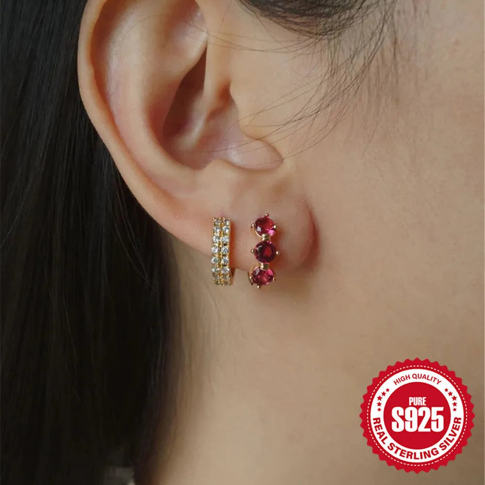 925 sterling silver geometric earrings with a zircon-inlaid sunflower design in golden-three diamonds colour.