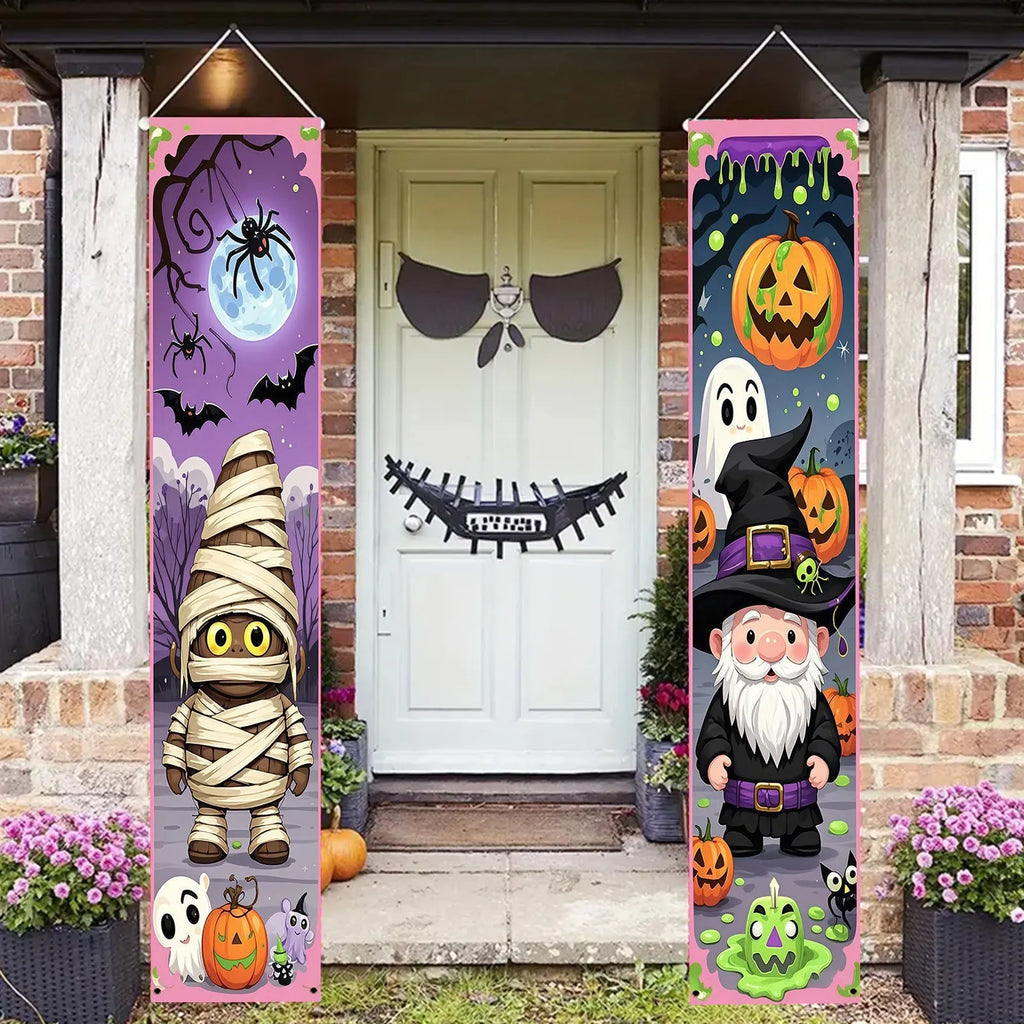 Halloween couplet hanging flag banner measuring 30x180cm in polyester fabric