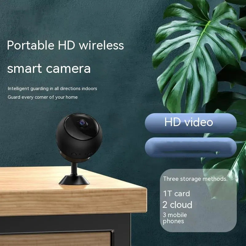 White or black 1080p wireless WIFI surveillance camera with a 3.6mm lens on a compact ABS plastic housing.