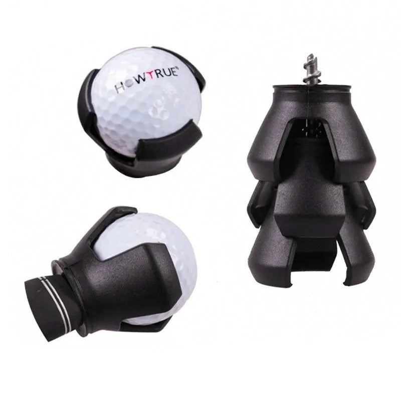 Black golf ball picker device with putter-style collecting seat and clip mechanism