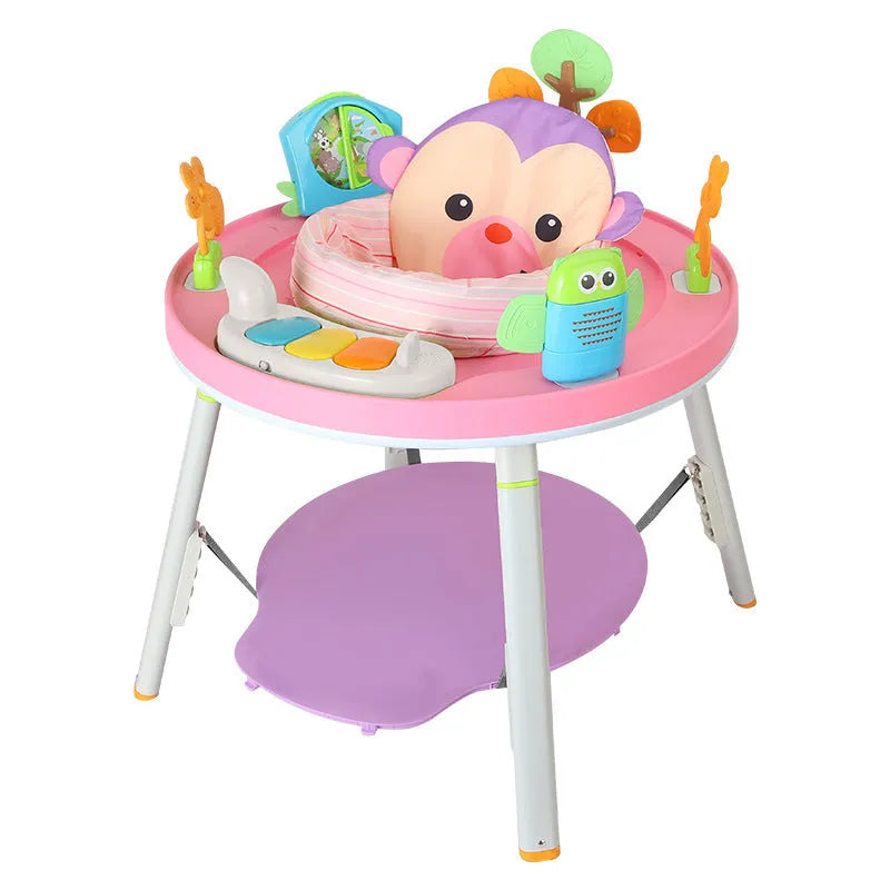 Baby jumping chair with three-in-one bouncing, gymnastic rack, and training functions in duck or lion theme