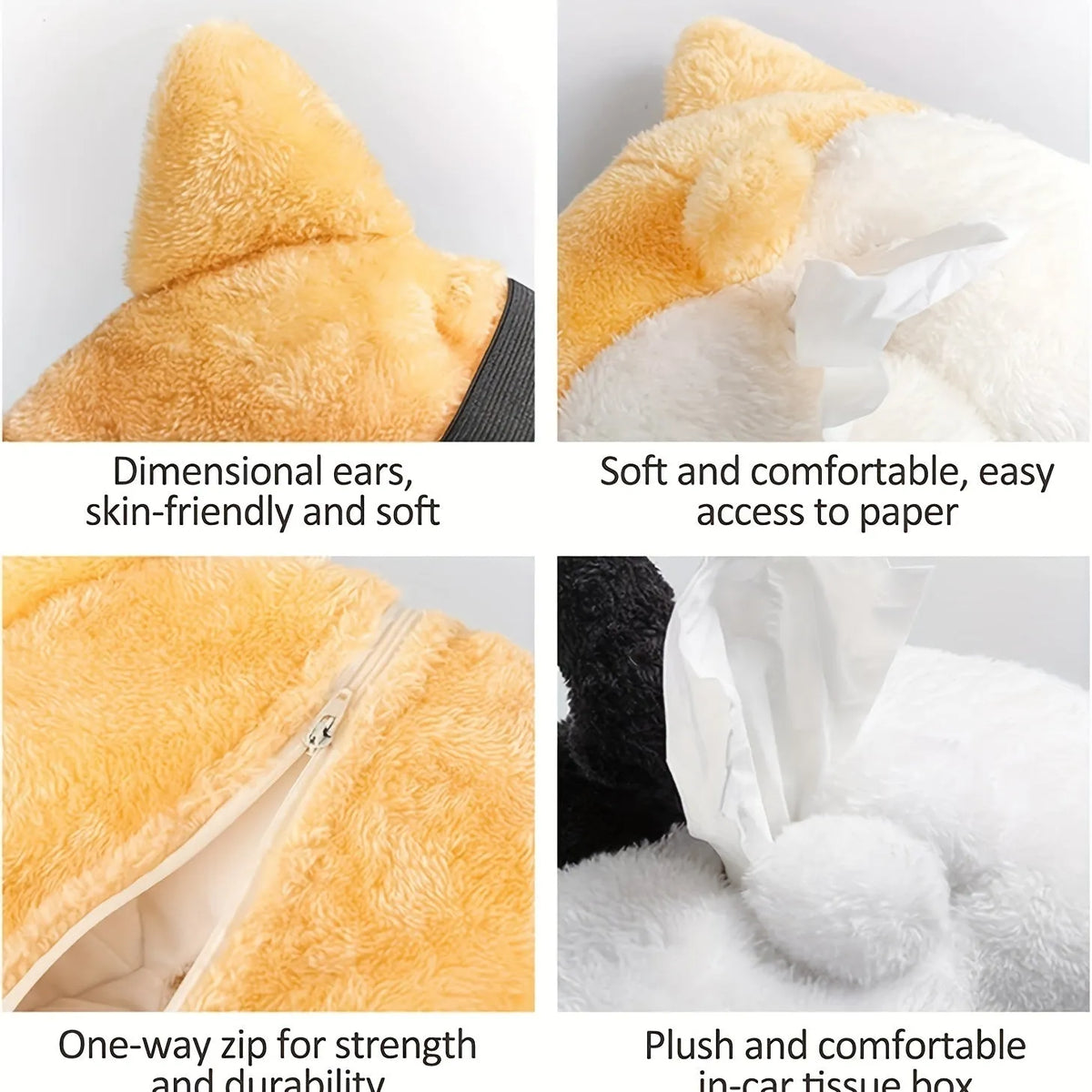 Yellow corgi butt shaped hanging pouch tissue box cover for car and home