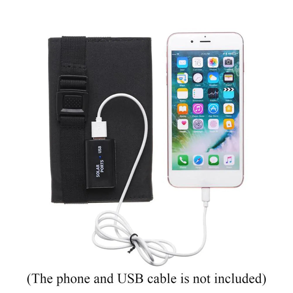 Portable 7W solar panel folding charging bag with 1400mAh battery for outdoor mobile phone charging