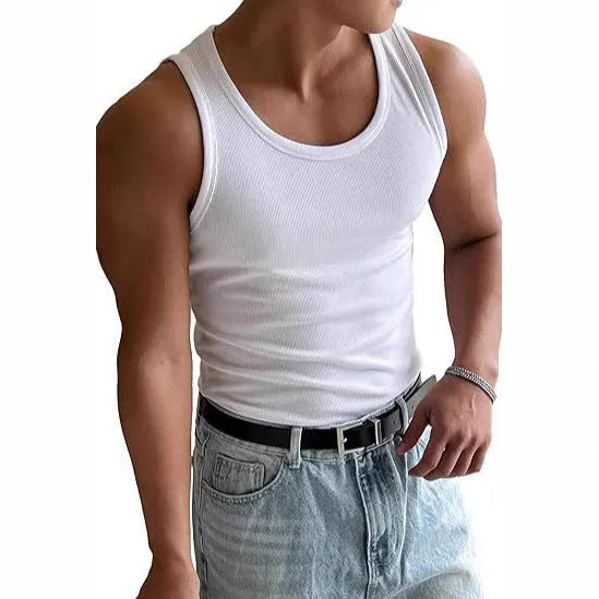Men's tight fit polyester workout T-shirt with wool lining in various colours on a hanger.