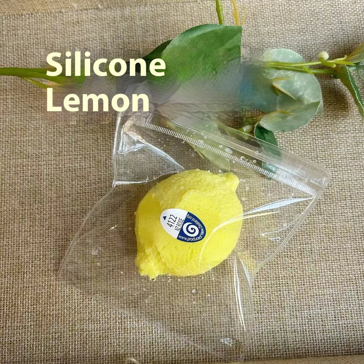 Silicone lemon squeezing toy in silicone lemon colour for pressure reduction and grasp training