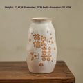 Chinese style hand-painted ceramic joy vase with traditional motifs on 8 cm base