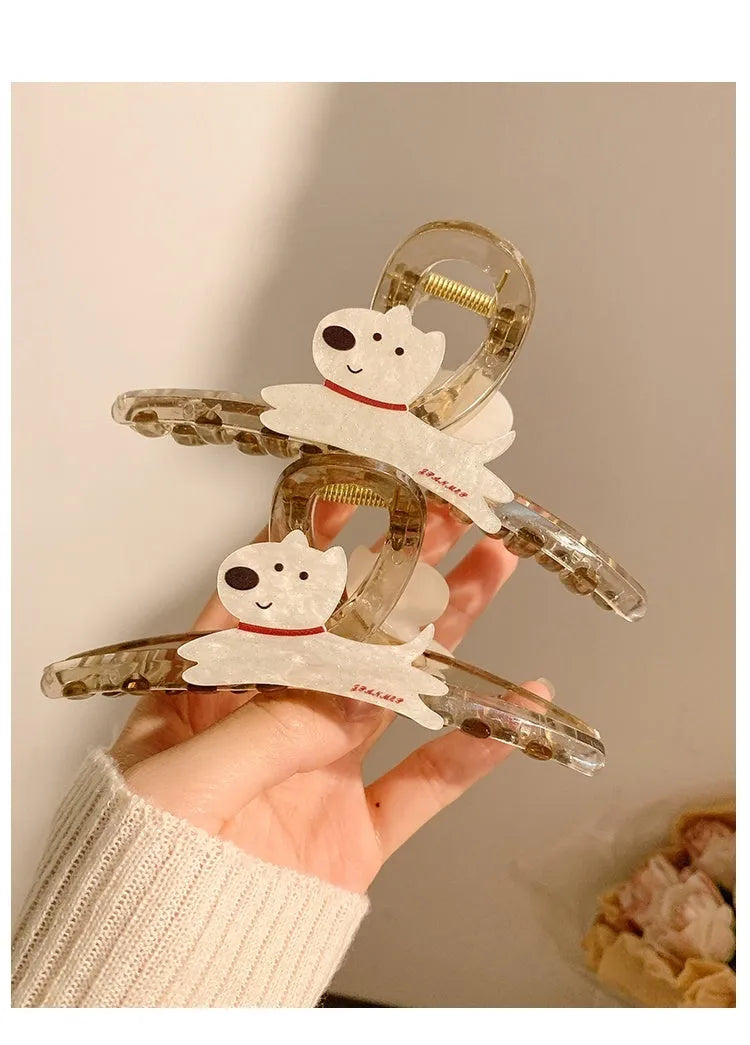 Korean style cute cartoon puppy barrette hair grip clip in beige or brown, 13cm or 8cm length