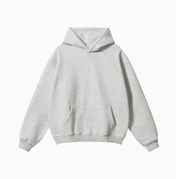 Men's loose fit terry cotton hooded sweater in multiple colours with drop-shoulder sleeves