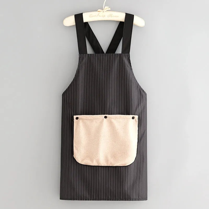 Polyester composite waterproof kitchen apron with free-size fit