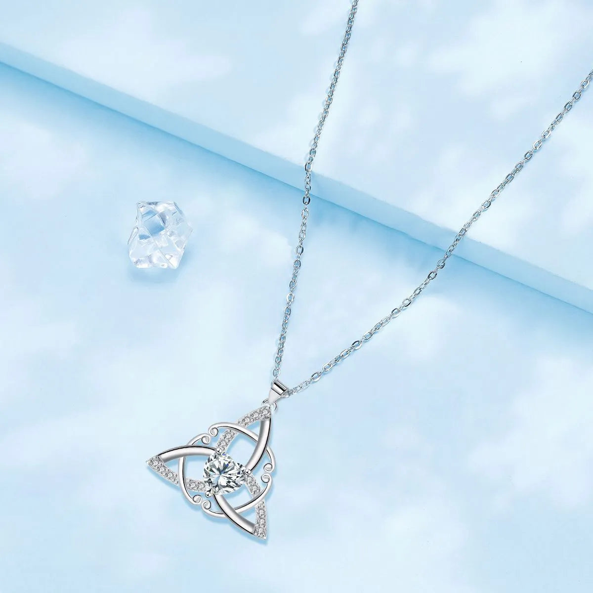 Geometric Celtic knot necklace for women in copper with electroplated colour options