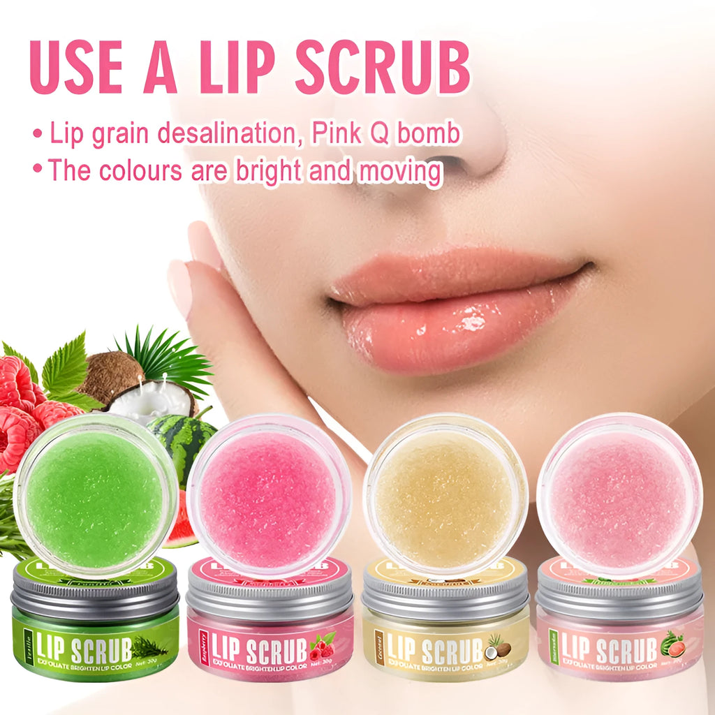 Amatoni 30g fruit flavour lip scrub cream in coconut, raspberry, vanilla or watermelon