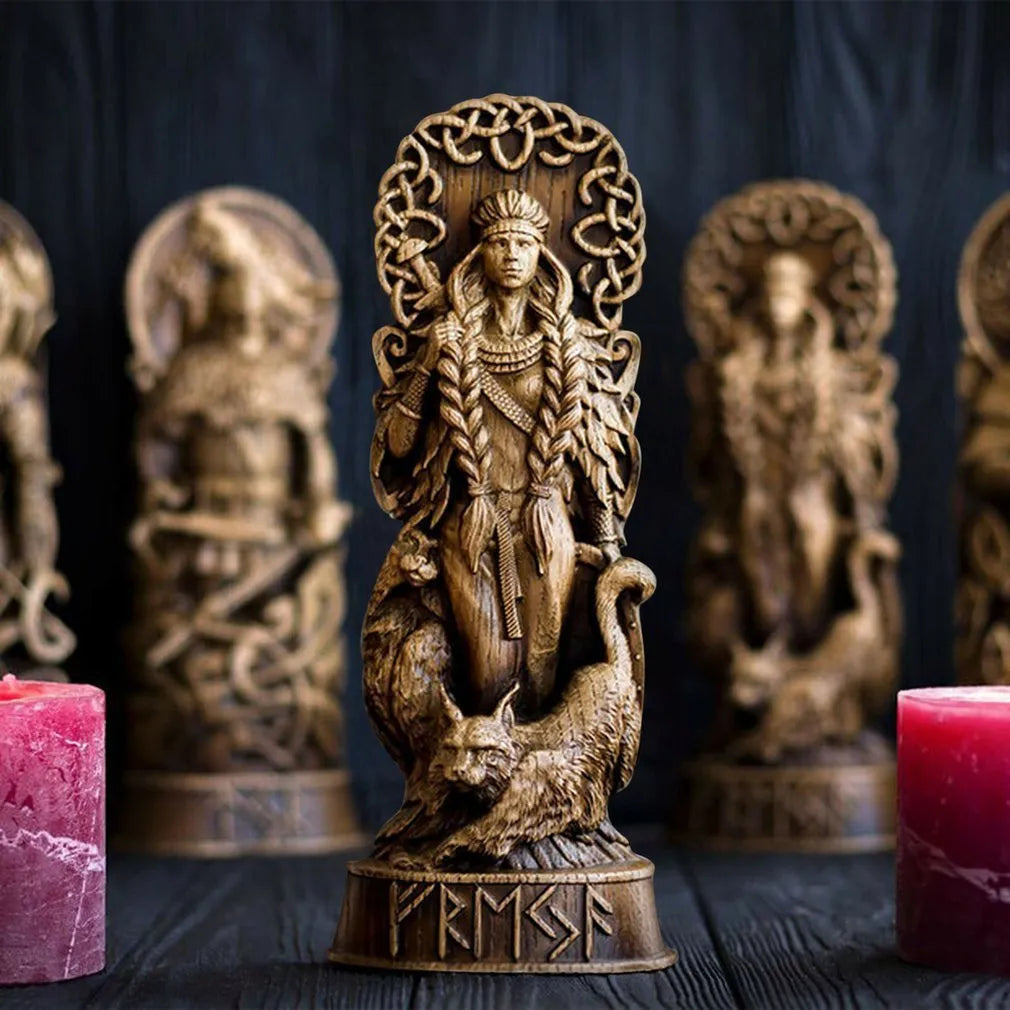 Handmade iron Norse hero statue set of four Odin Thor Freya Loki each 10x6x22cm