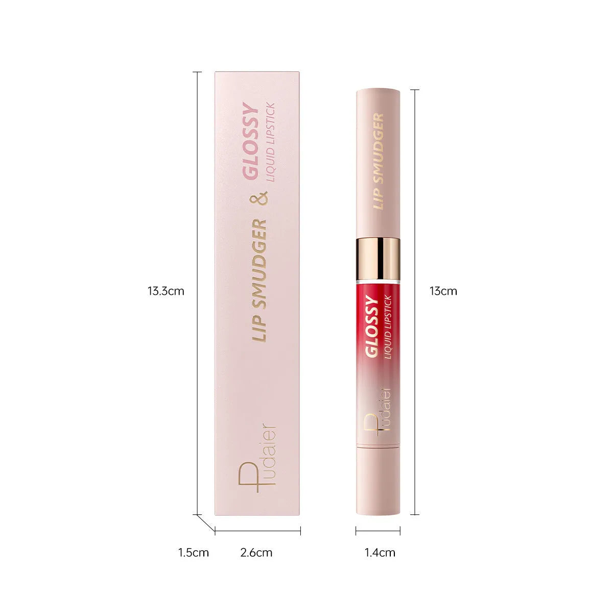 Double-headed lipstick and lip gloss in matte finish showing ten colour options 01 to 10