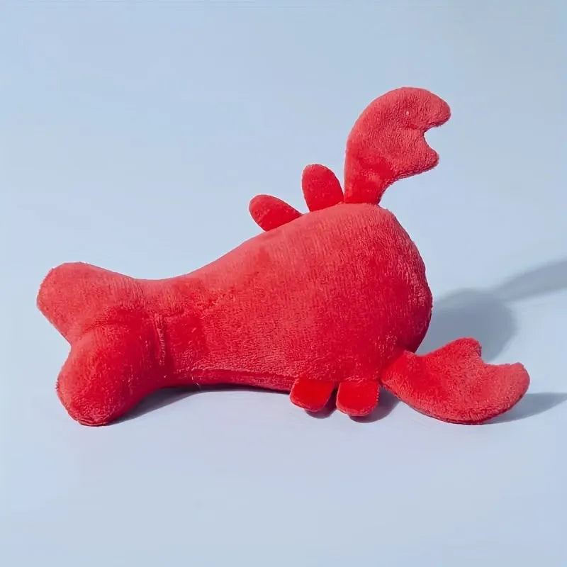 Red squeaky lobster stuffed dog toy for small and medium breed dogs