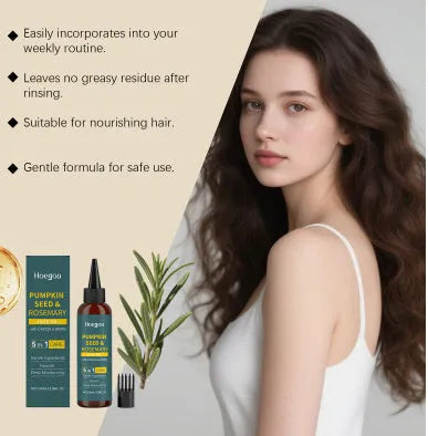 Rosemary essential oil hair care kit showing 100ml bottle with pointed nozzle and hair comb