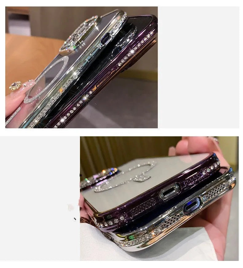 Wireless magnetic soft silicone iPhone case in deep purple, shown from the back.