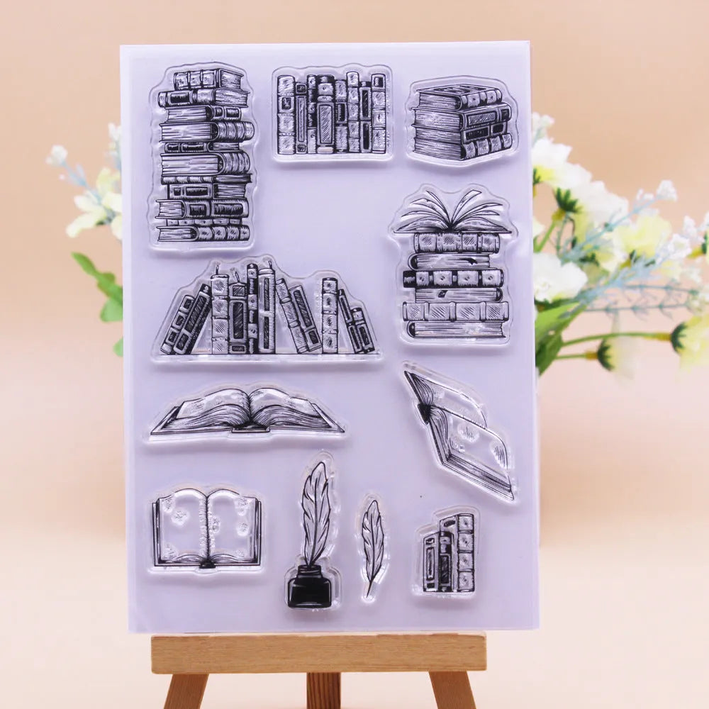 White silicone stamp with seal pattern measuring 11 by 16 cm with transparent self-adhesive backing