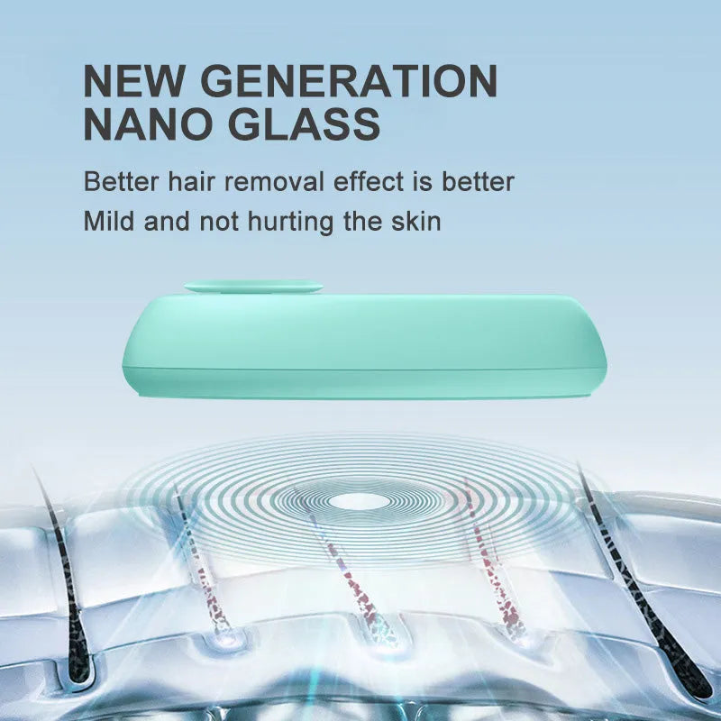 CJEER upgraded crystal hair eraser in green, a painless physical exfoliating tool with nano-glass surface and metal ring for fingers