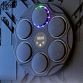 Smart Bluetooth boxing target with coloured LED lights hanging on wall