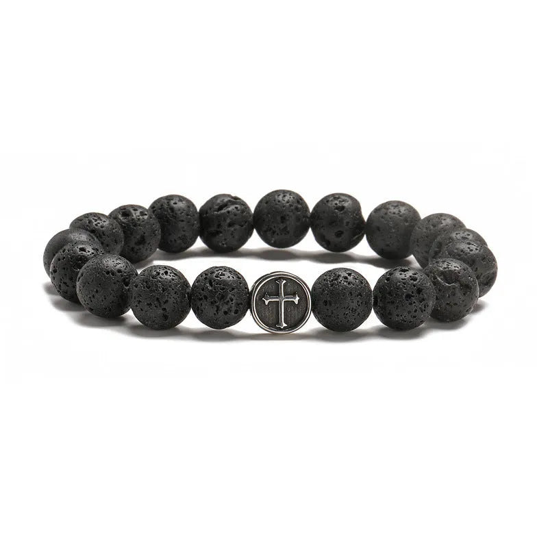Geometric agate bracelet in Volcano colour with stainless steel clasp