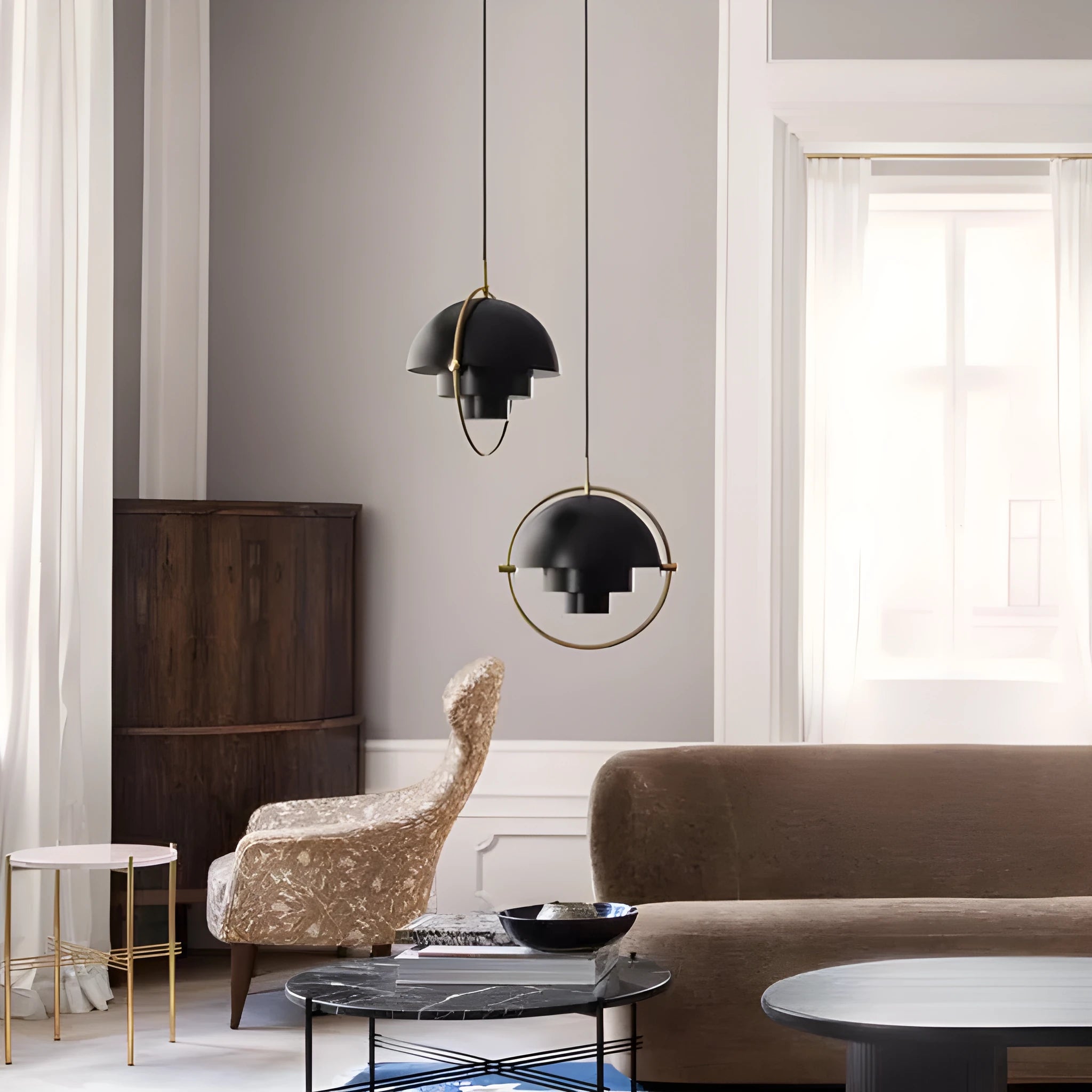 Half circle bedroom dining room chandelier with LED light, alloy chrome finish, gold colour, 1-light cable connection