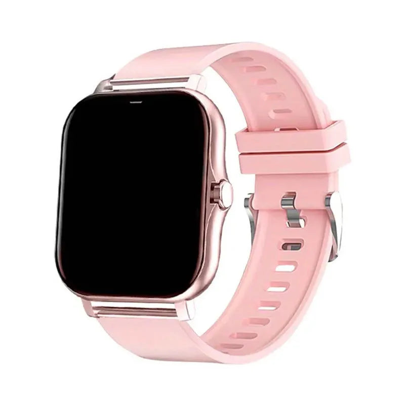 Smart watch with 1.44-inch screen showing heart rate monitoring display on silicone strap