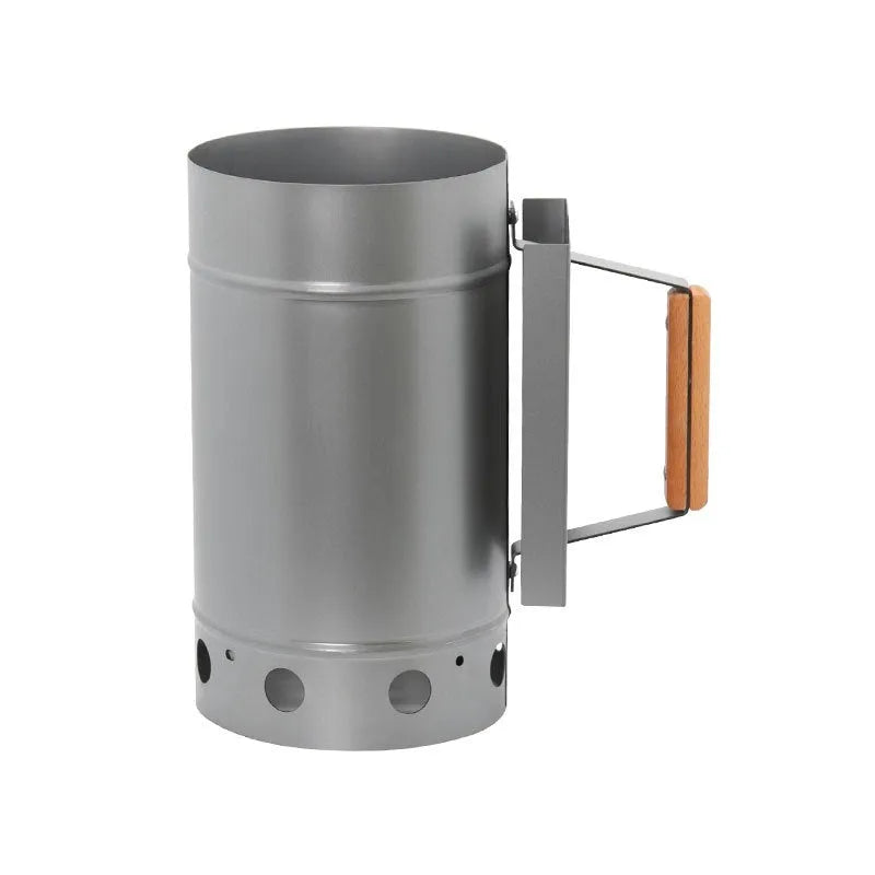 Zinc-iron alloy charcoal bucket in carbon barrel style with oven igniter for outdoor barbecue use