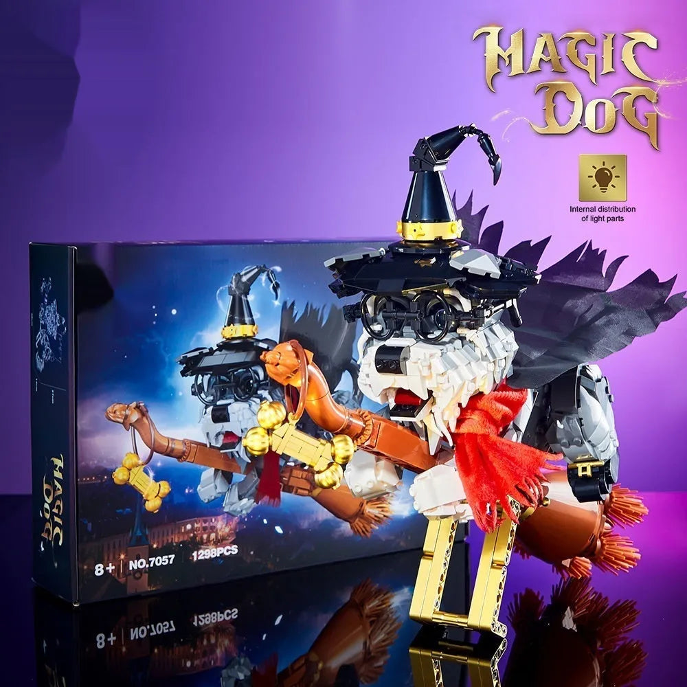 Black Magic Schnauzer building block model assembled from plastic small particle blocks