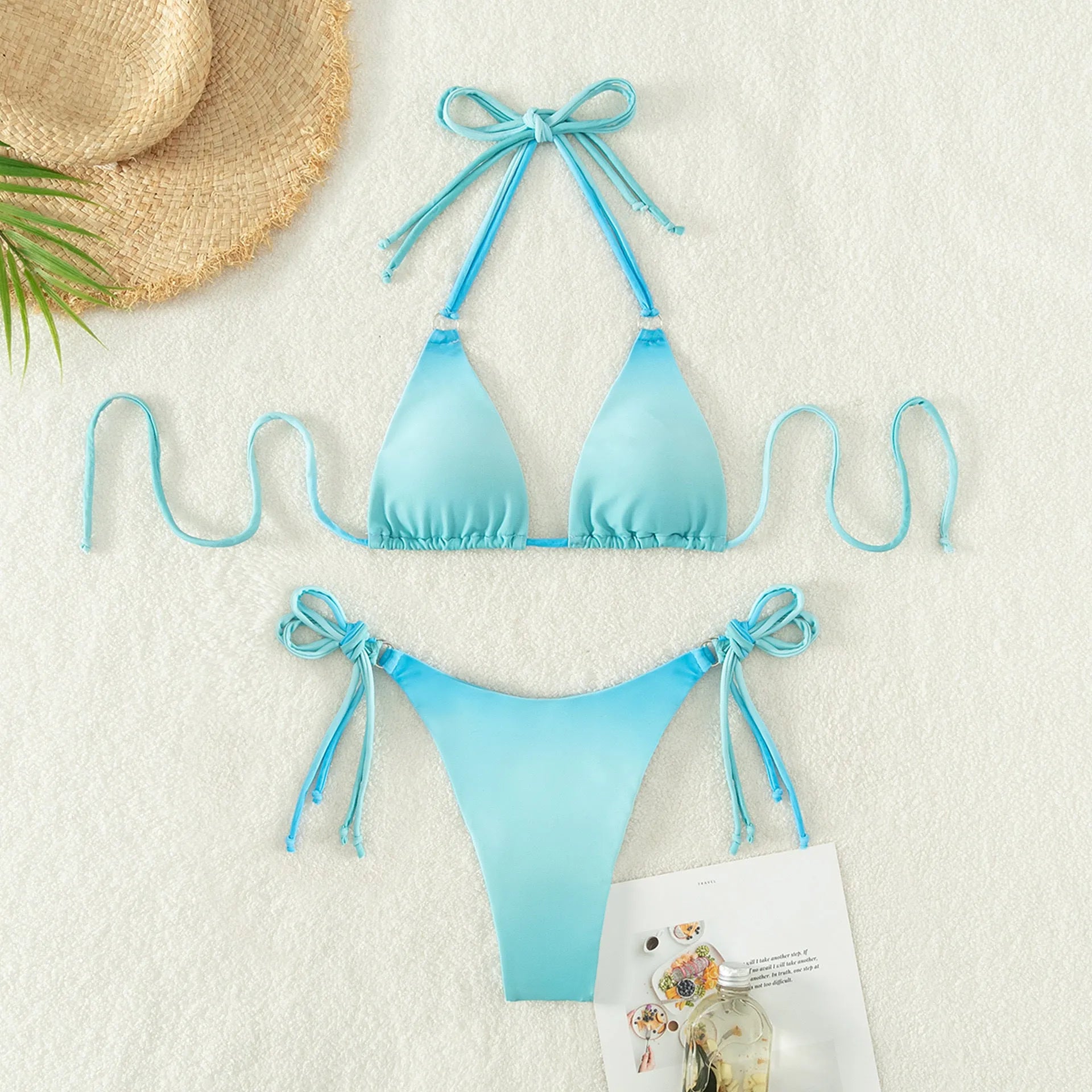 Women's separated bikini swimwear in a gradient colour with choice of briefs, triangle or skirt style bottom.