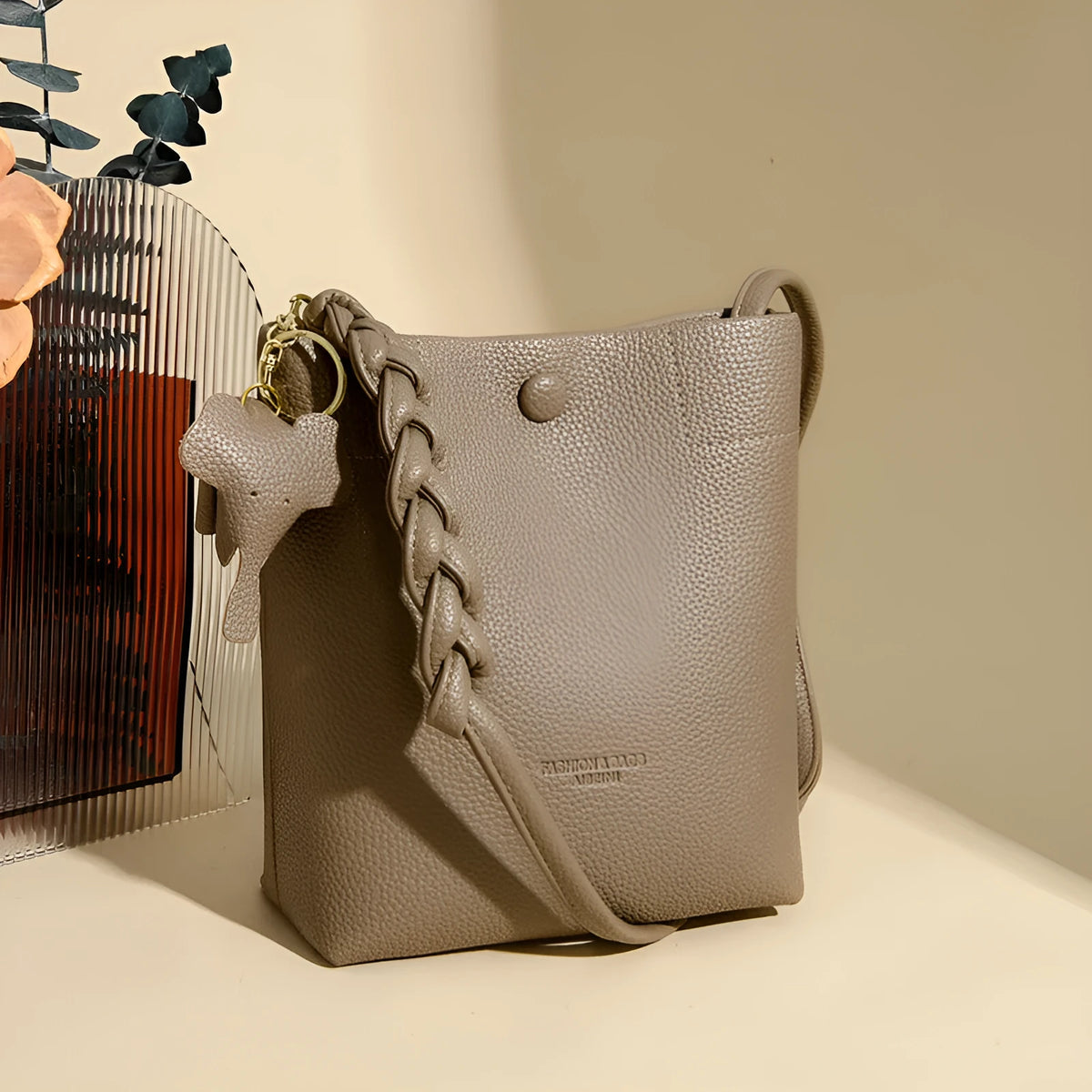 Women's soft genuine leather phone crossbody bag square vertical shape black colour multilayer single shoulder strap