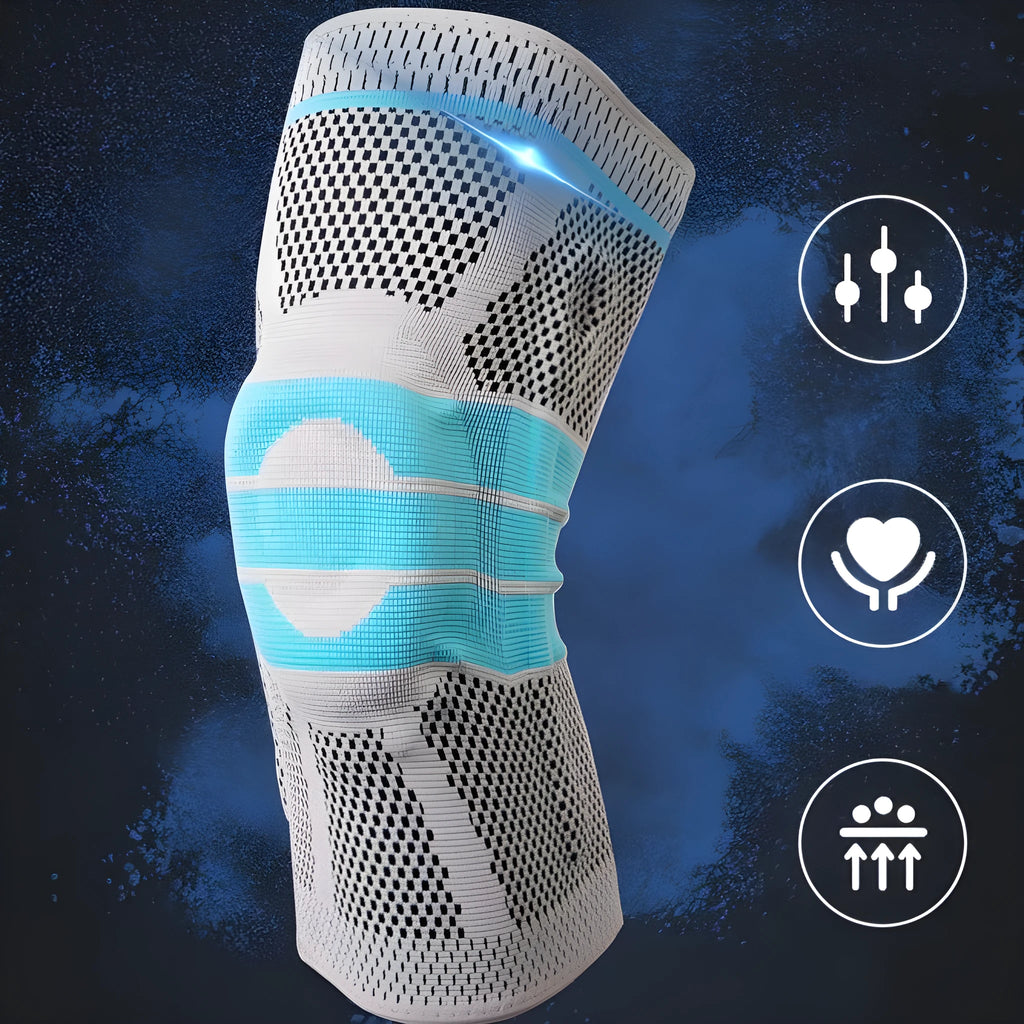 Sky blue elastic fibre knee pads for running and basketball in four sizes