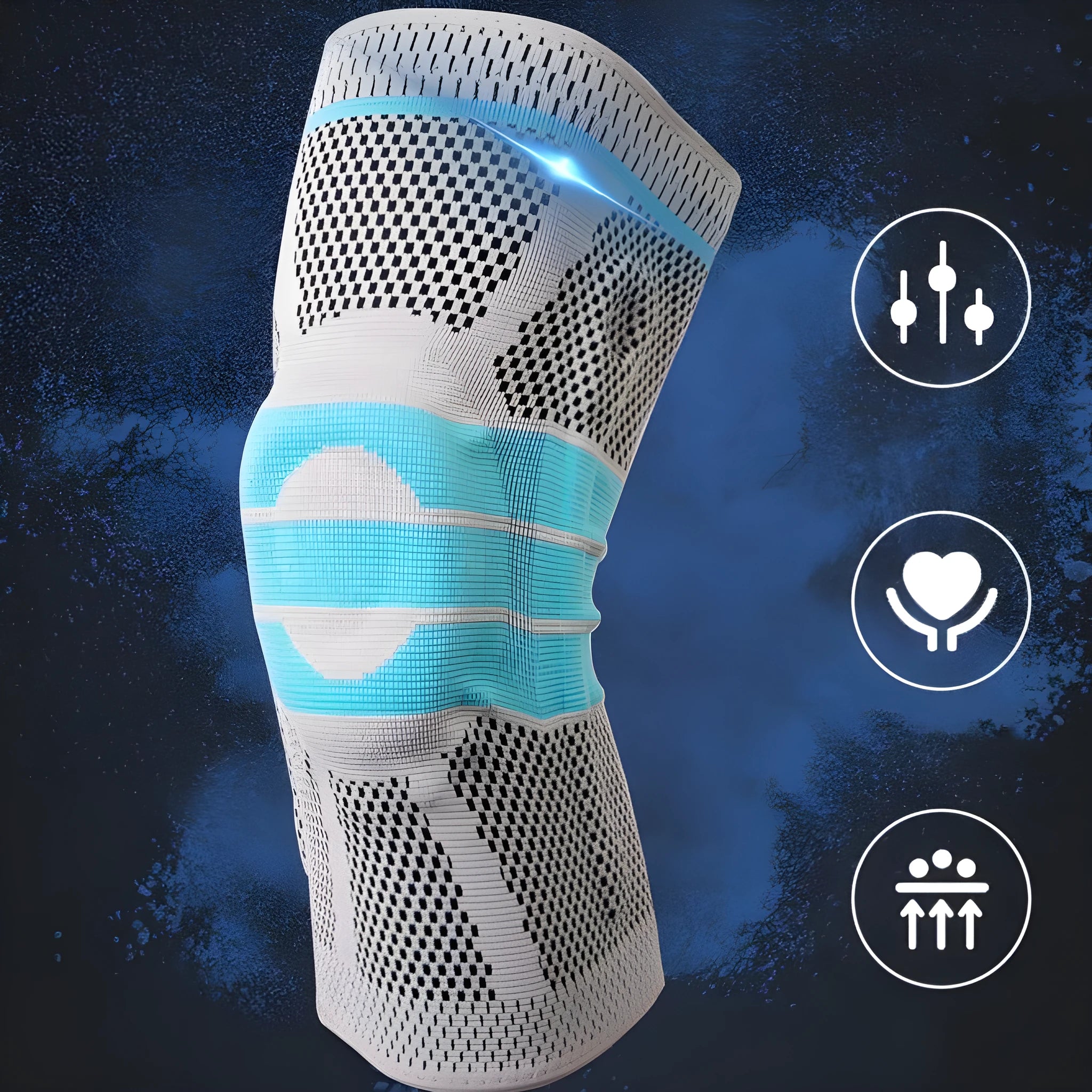 Sky blue elastic fibre knee pads for running and basketball in four sizes