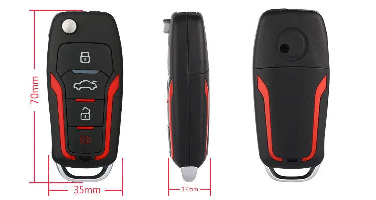 Red and frosted black car alarm remote control system with two remotes for vehicle security