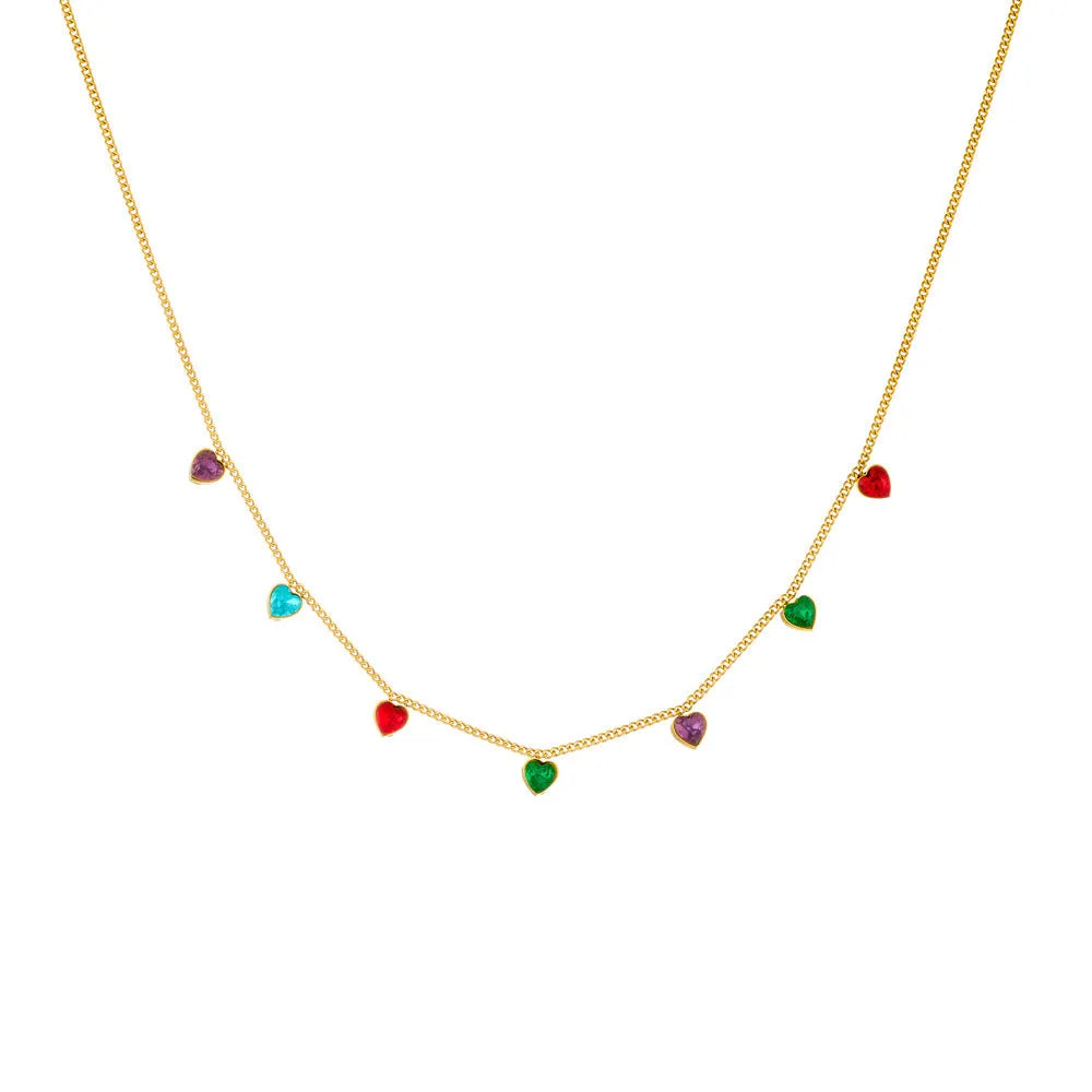 Women's stainless steel gold-plated heart necklace with adjustable chain 41-50cm N3214 colour
