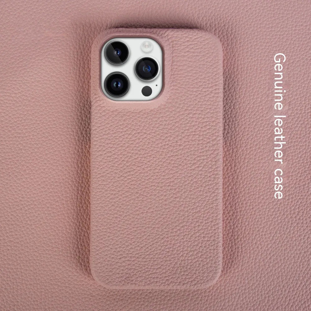 Genuine leather handmade drop-resistant phone case for iPhone in green colour