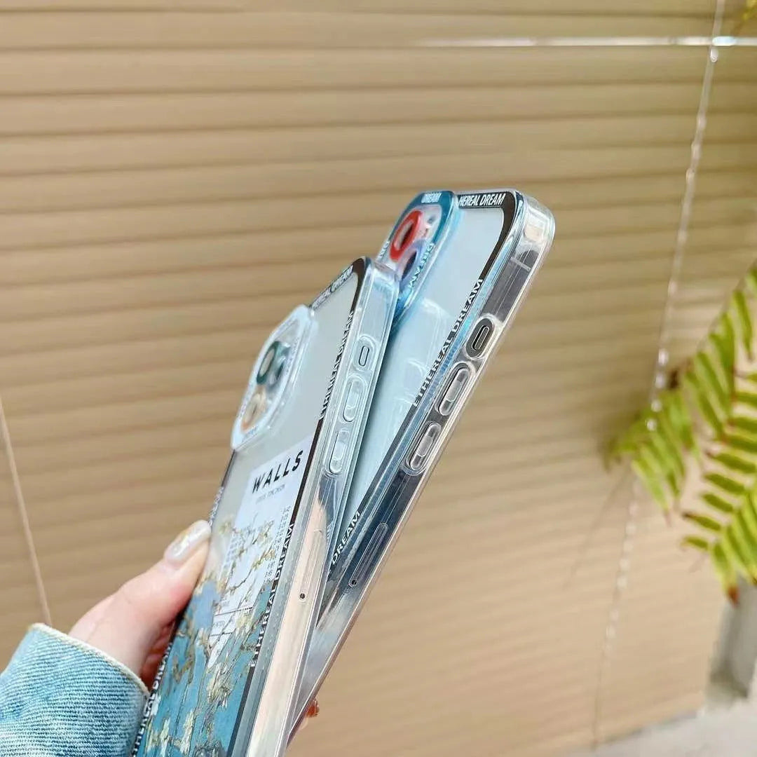 Oil painting silicone phone case in Magnolia or Xingyue with all-inclusive painted finish for Apple iPhone models