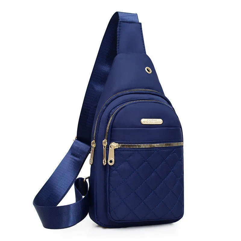 Crossbody sports chest bag in Oxford cloth with plaid pattern detail